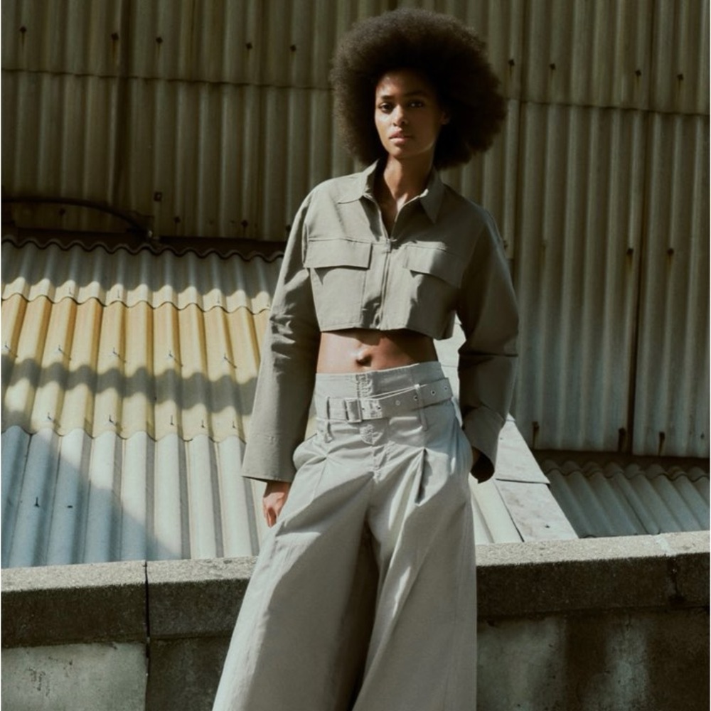 Zara Cropped Garbadine Shirt